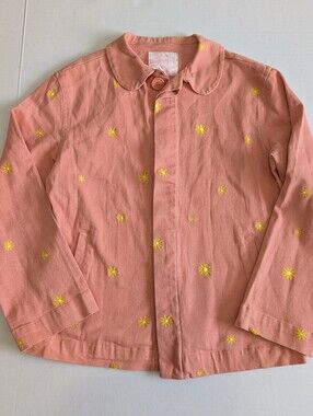 ban.do Orange Daisy Denim Jacket Women's Size Small